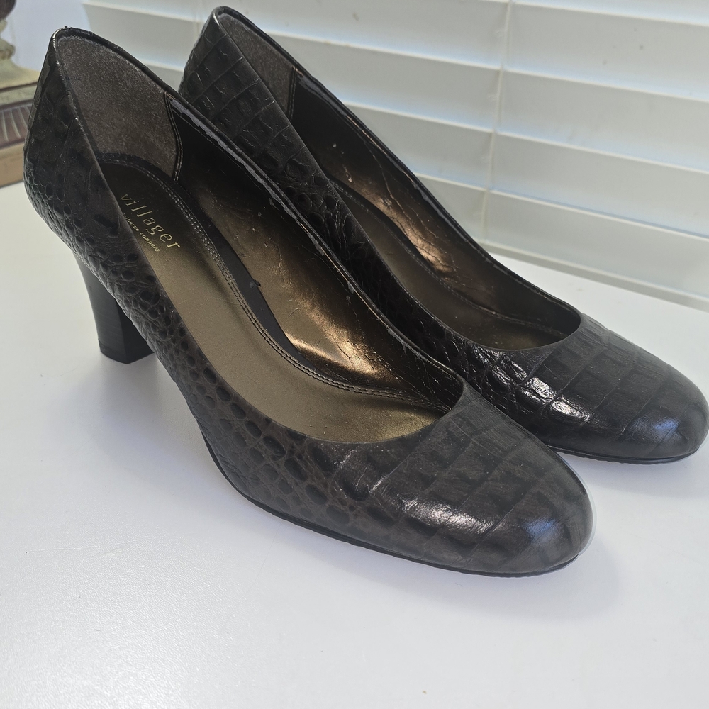VillageCroc-Embossed Women's Heels